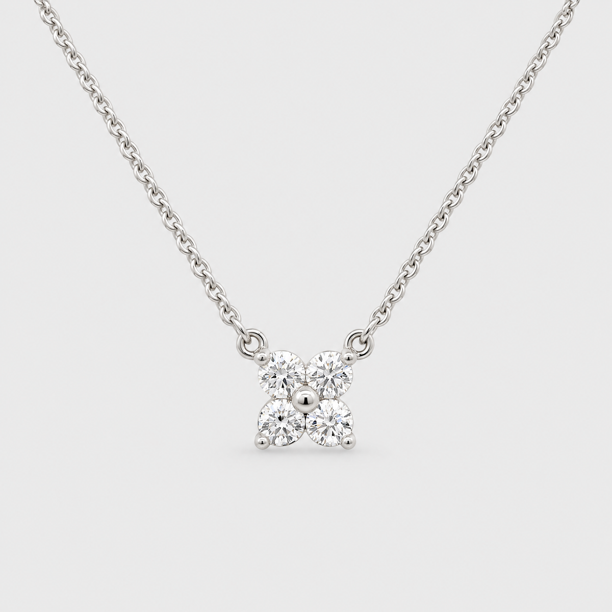 18ct White Gold Flower Diamond Pendant, front view