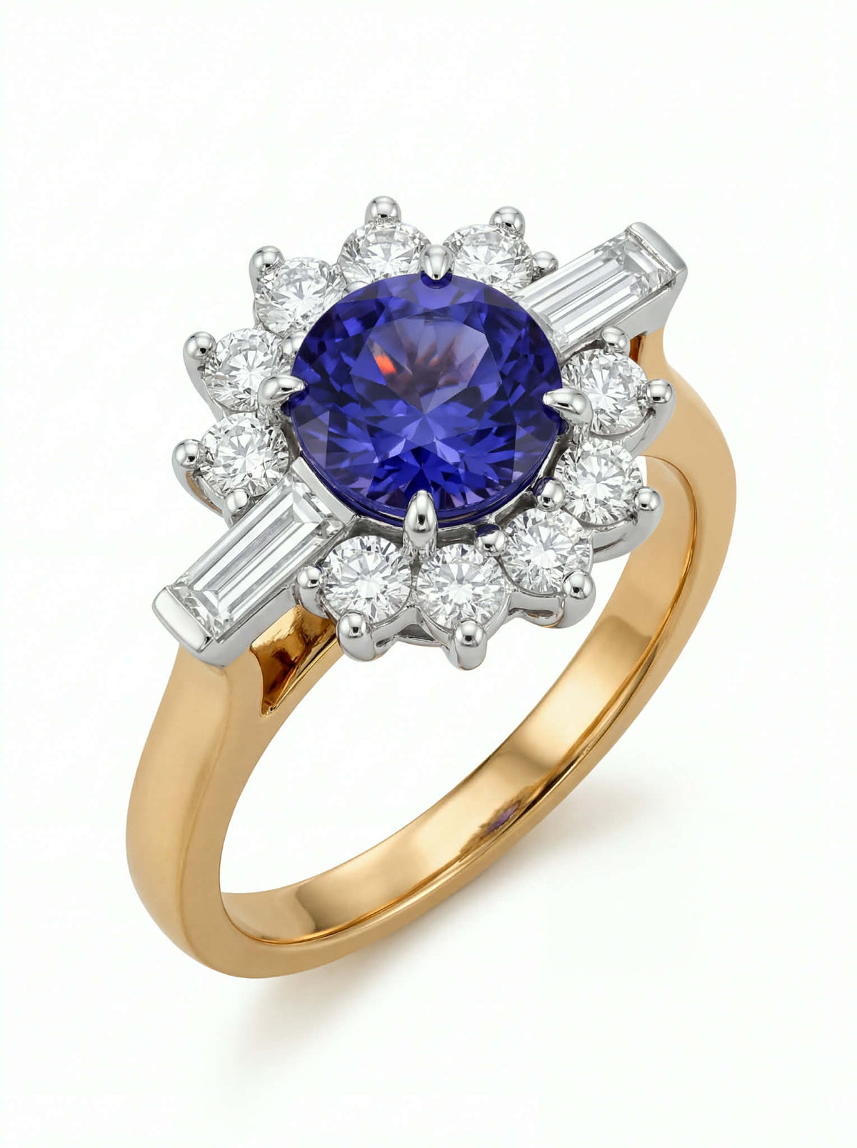 HANDCRAFTED TANZANITE AND DIAMOND RING