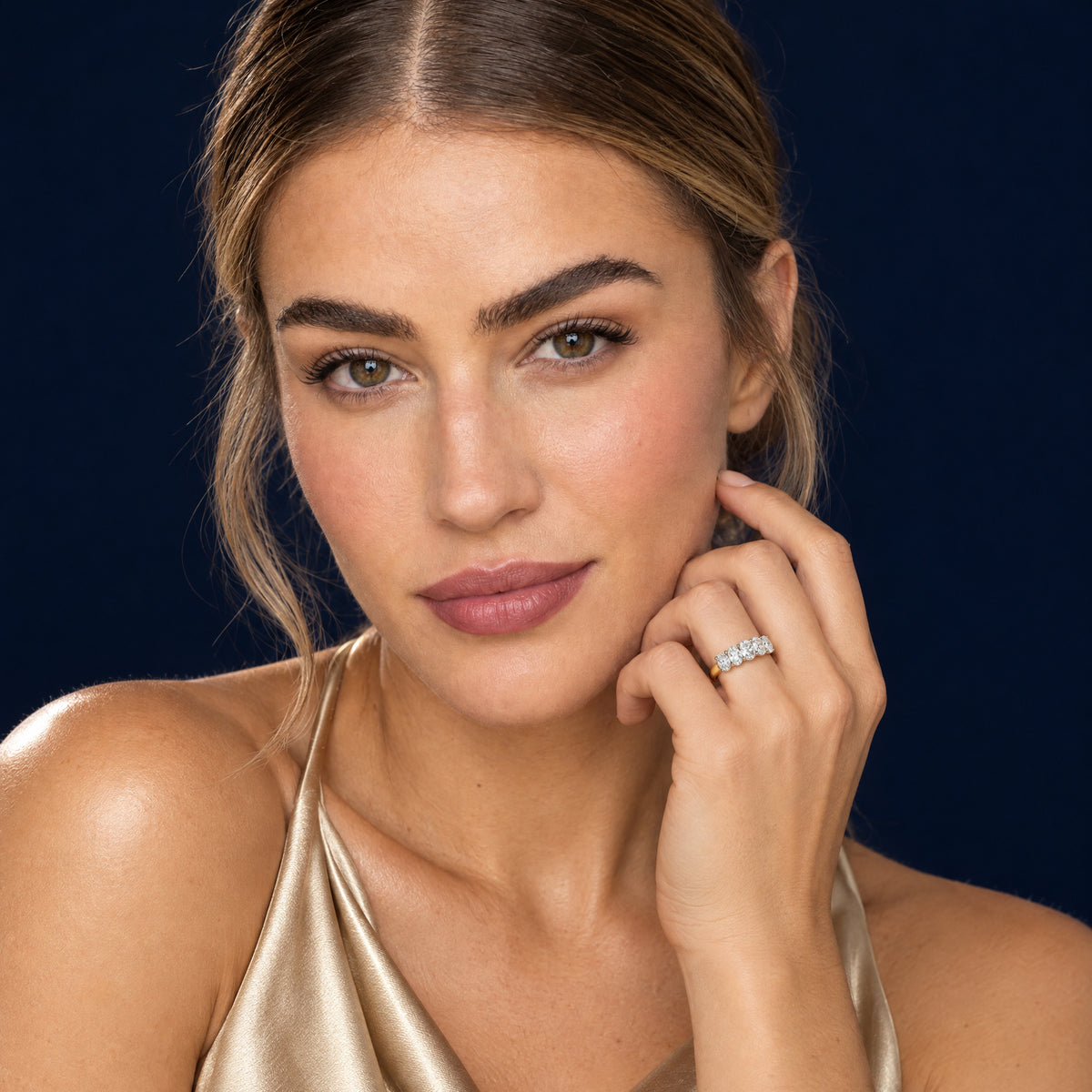 CRAFTED 18CT YELLOW GOLD AND PLATINUM DIAMOND RING
