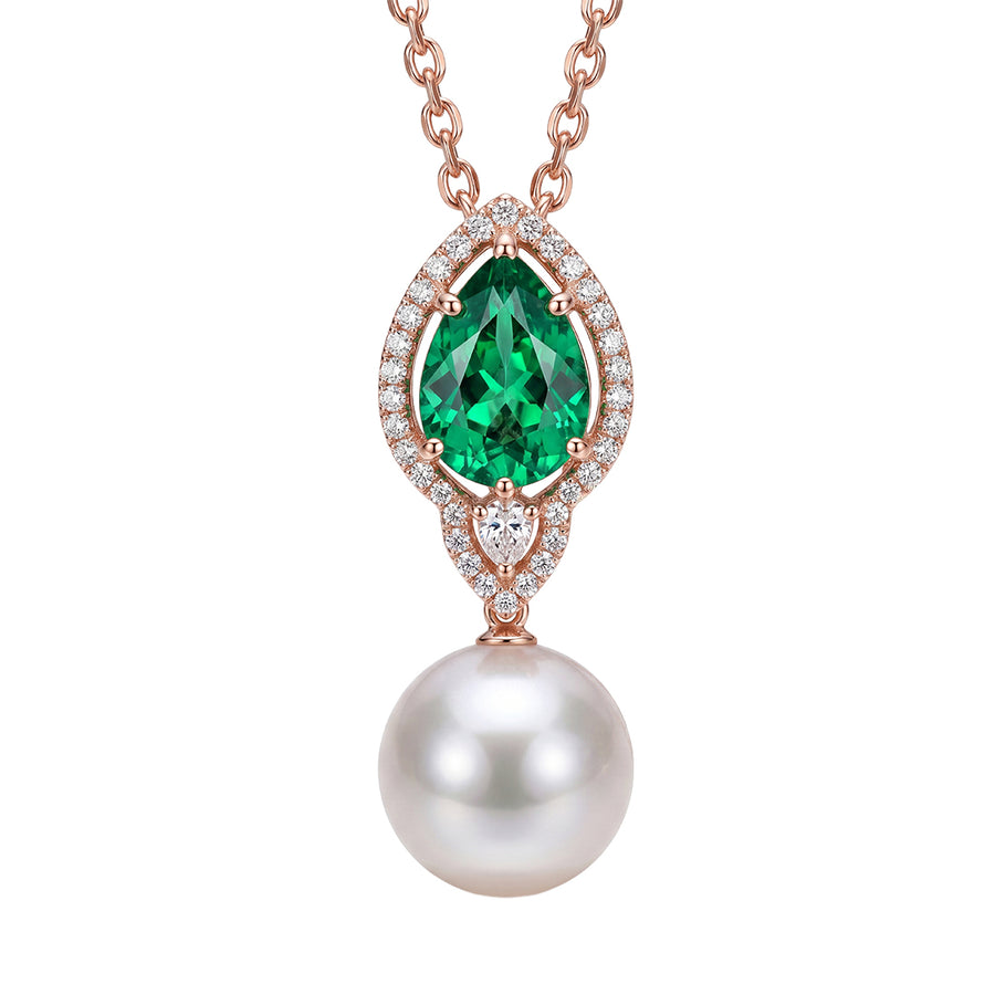 "AUTORE" EMERALD, DIAMOND, PEARL PENDANT