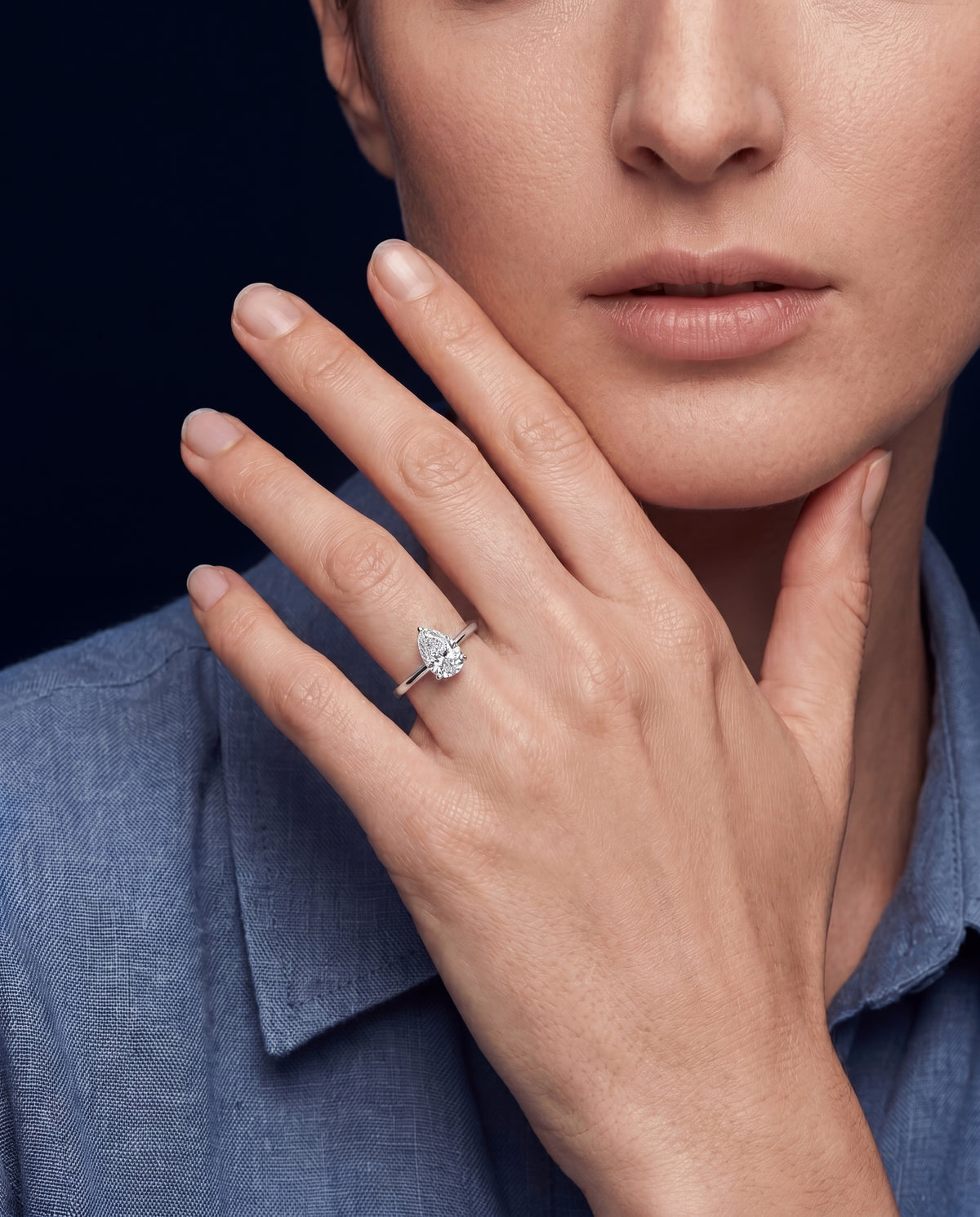 HANDCRAFTED PLATINUM 1.01CT PEAR SHAPED DIAMOND RING