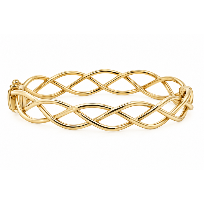 9ct Yellow Gold Crossover Hinged Bangle