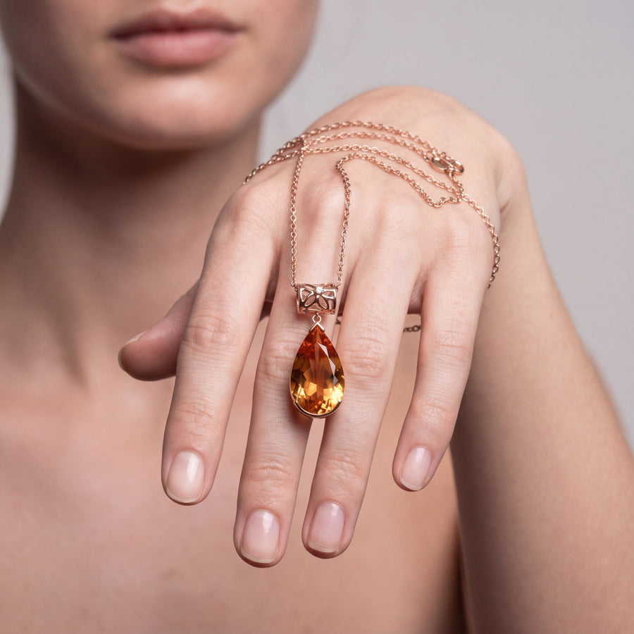 Handmade citrine and diamond pendant — custom jewellery crafted on-site NY2K Jewellers Sunshine Coast