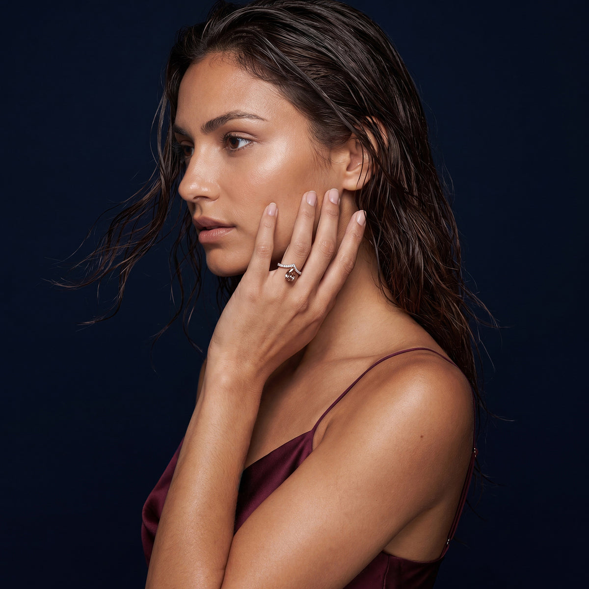 HANDCRAFTED PEAR SHAPED CHAMPAGNE DIAMOND RING