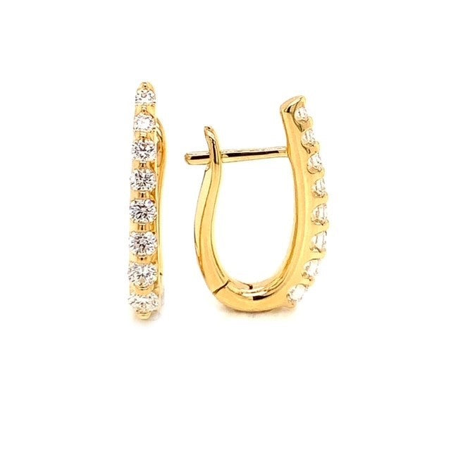 18CT YELLOW GOLD DIAMOND HUGGIE EARRINGS