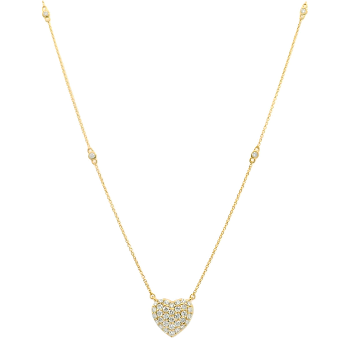 18CT YELLOW GOLD HEART DIAMOND NECKLET