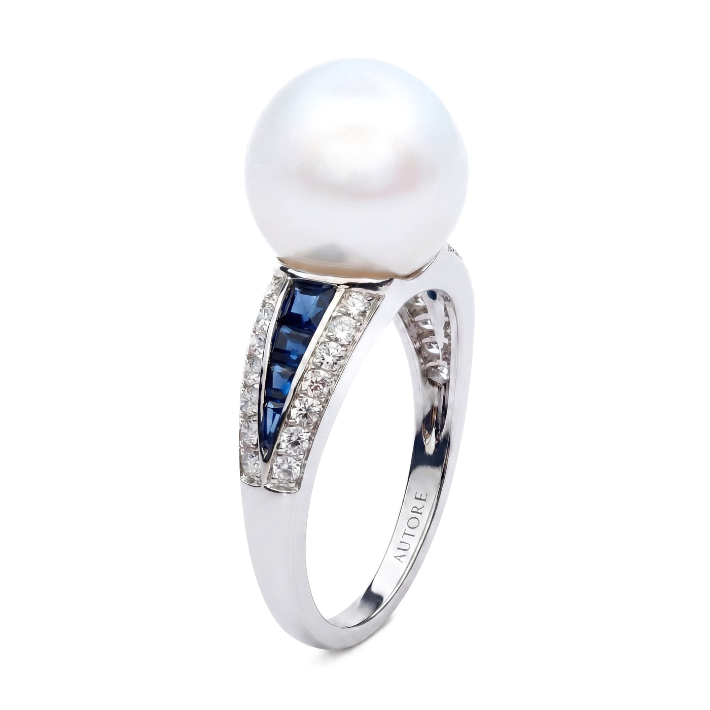 "AUTORE" PEARL AND SAPPHIRE RING