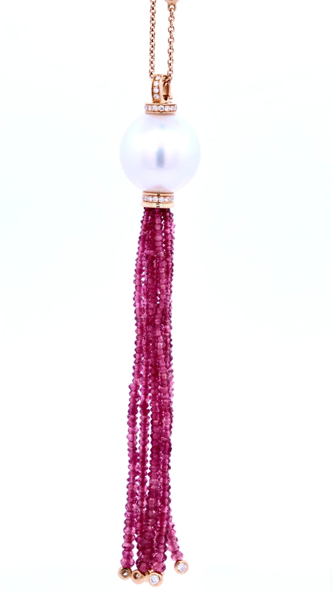 "AUTORE" PEARL, RUBY, TOURMALINE AND DIAMOND NECKLET