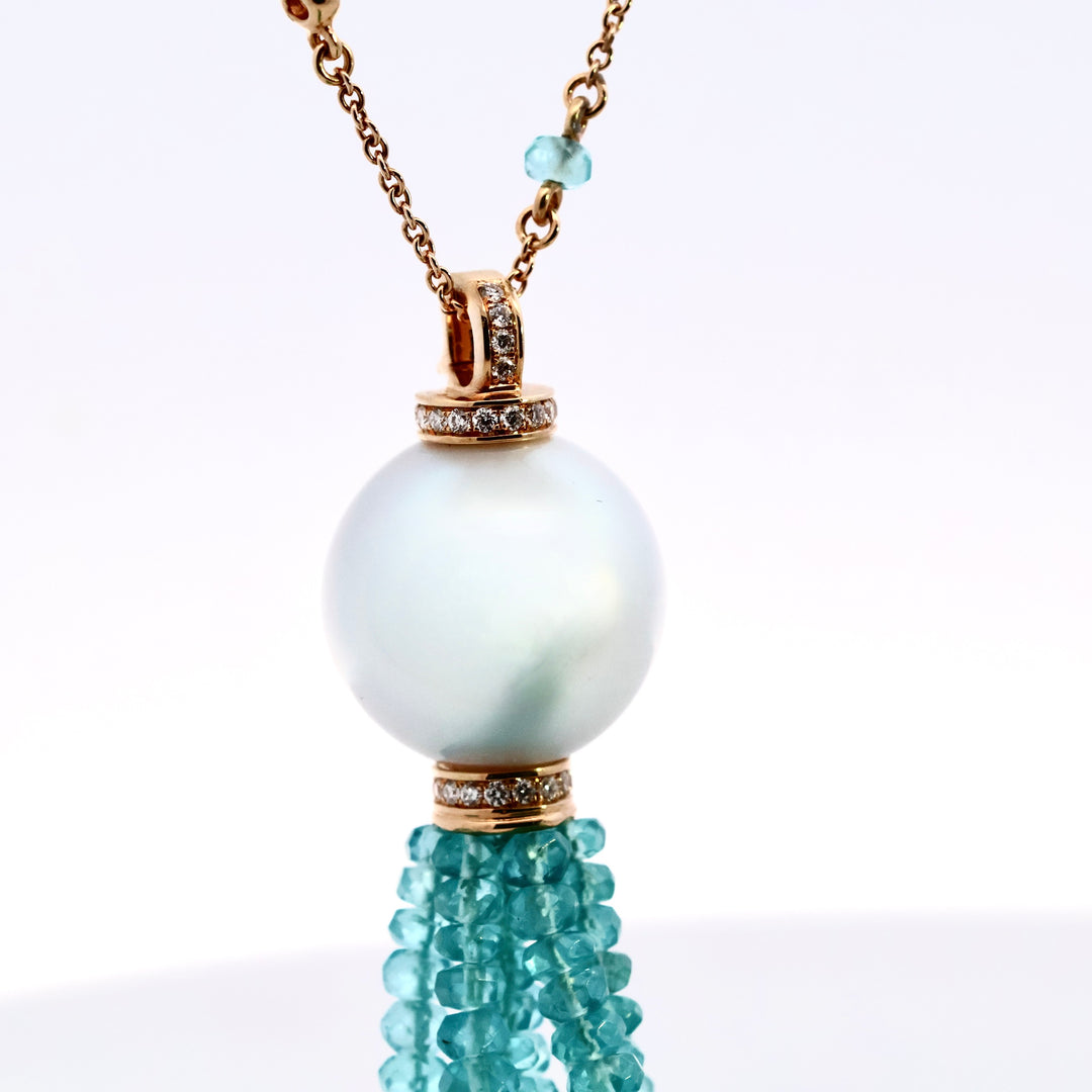 "AUTORE" PEARL, AND DIAMOND NECKLET