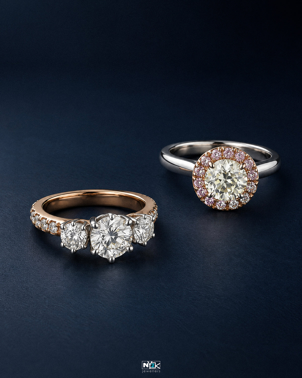 An inherited ring beside the remodelled piece handcrafted from it at NY2K Jewellers, Cotton Tree