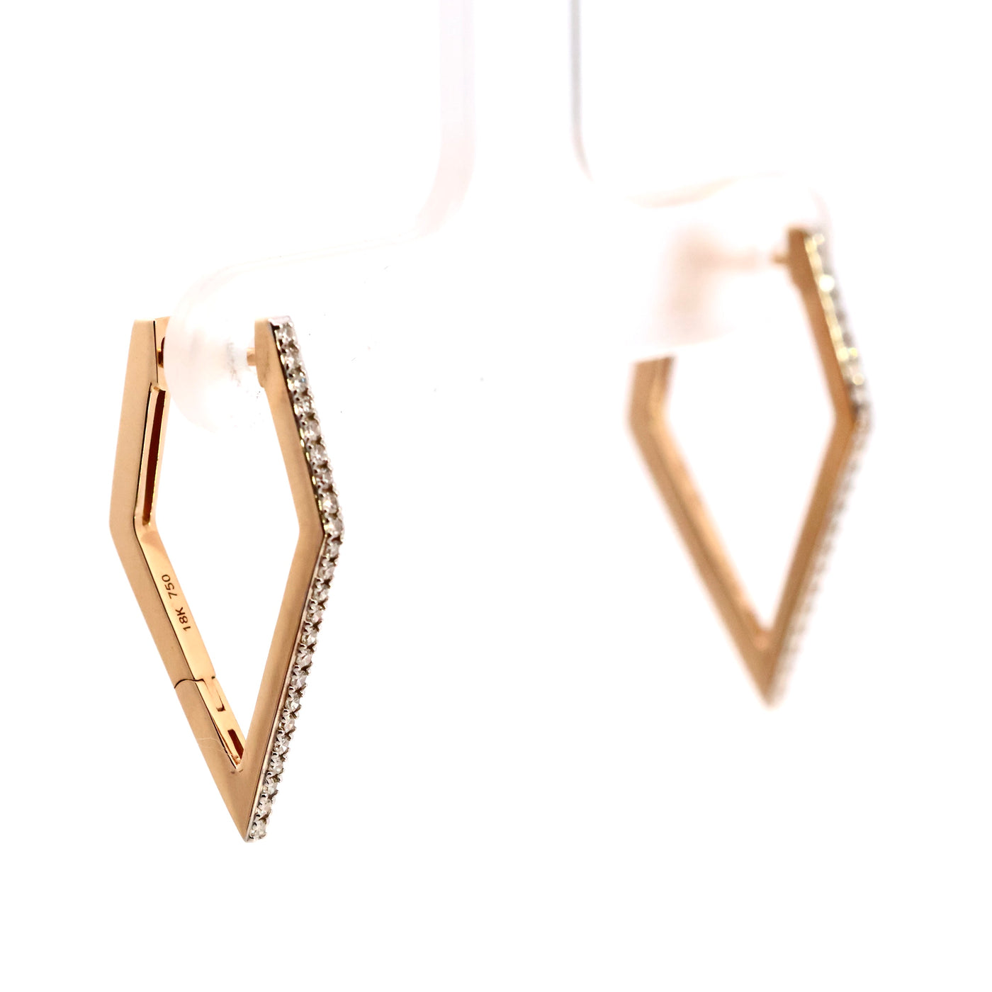 18CT YELLOW GOLD DIAMOND SHAPED HUGGIES