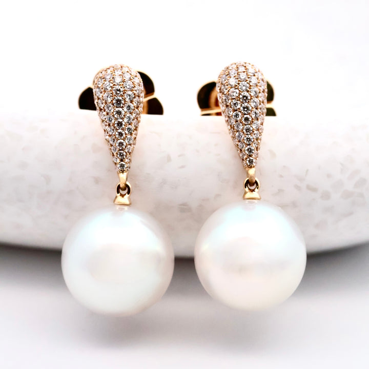 "AUTORE" DIAMOND AND PEARL EARRINGS