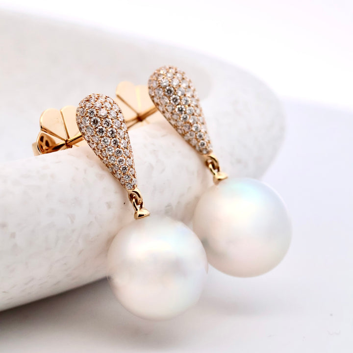 "AUTORE" DIAMOND AND PEARL EARRINGS