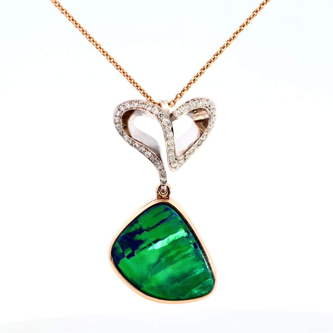 "HEART AND SOUL" OPAL AND DIAMOND NECKLET