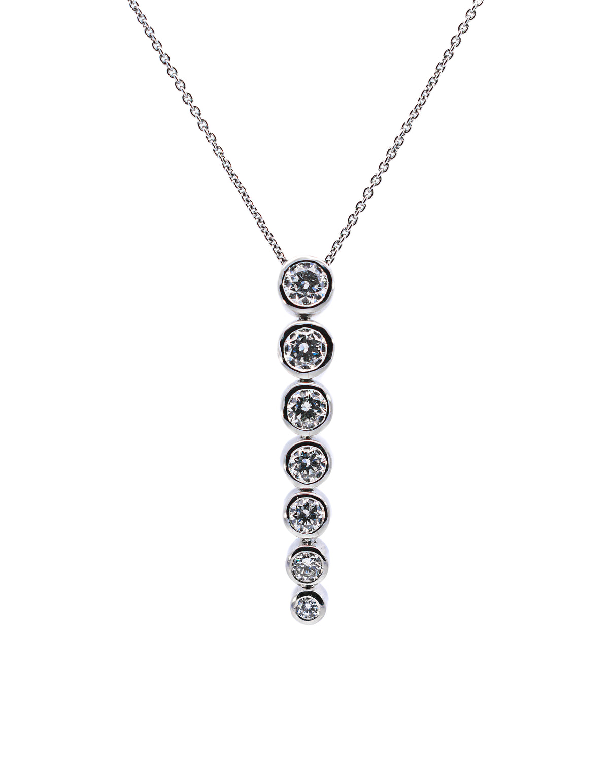 Graduated diamond line pendant in white gold, NY2K Jewellers, Maroochydore