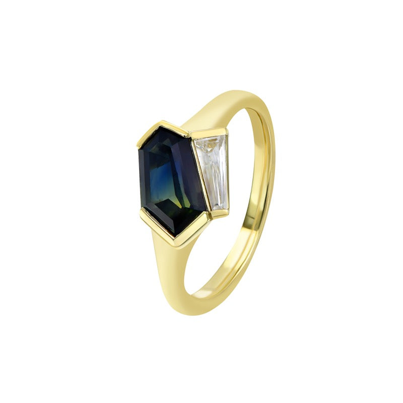 PARTI SAPPHIRE AND DIAMOND RING - FALLON