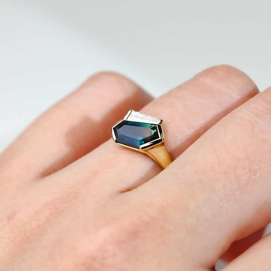 PARTI SAPPHIRE AND DIAMOND RING - FALLON