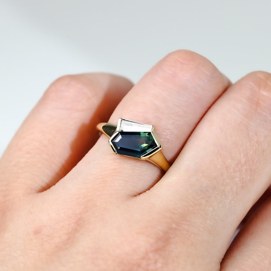 PARTI SAPPHIRE AND DIAMOND RING - FALLON