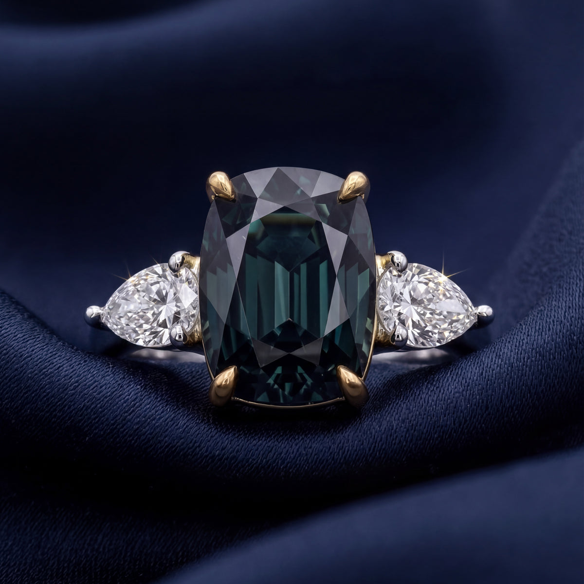 HANDCRAFTED SAPPHIRE AND DIAMOND RING