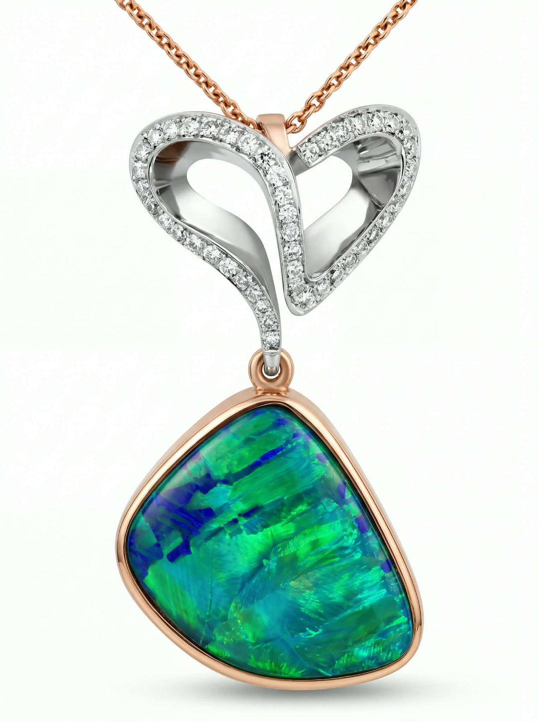 "HEART AND SOUL" OPAL AND DIAMOND NECKLET