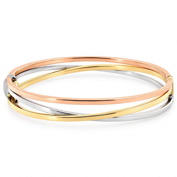 9ct Yellow/Rose/White Gold Hinged Bangle