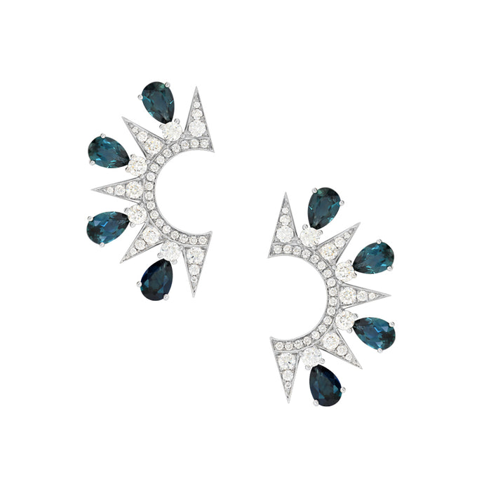 BLUE SAPPHIRE AND DIAMOND EARRINGS - CHARLOTTE