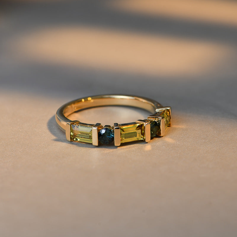 YELLOW AND TEAL SAPPHIRE RING - ALEENA