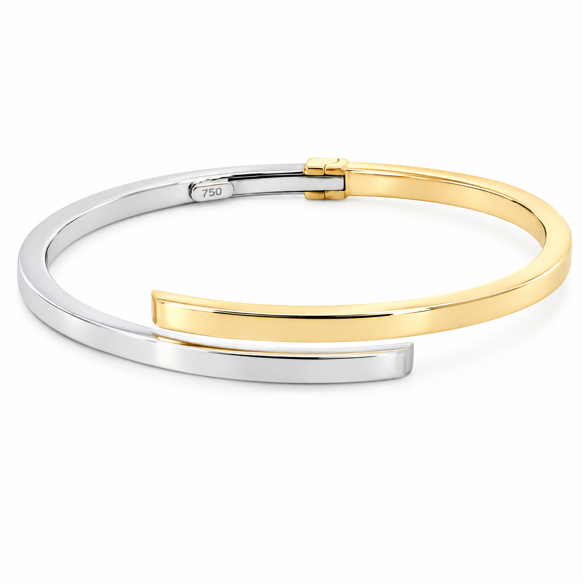 9ct Yellow and White Gold Hinged Bangle