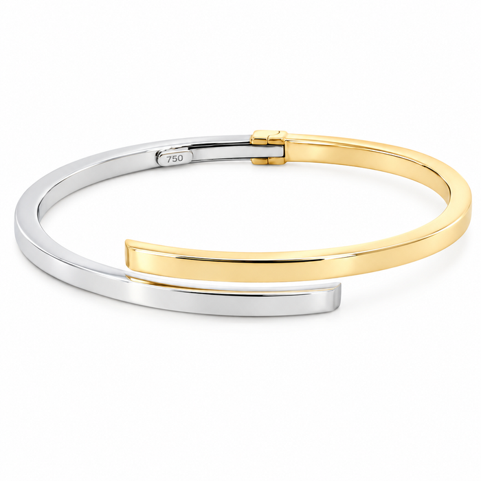 9ct Yellow and White Gold Hinged Bangle