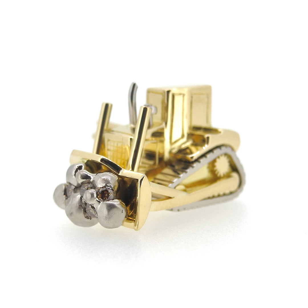 Custom handcrafted gold bulldozer charm with white gold and diamond detail, bespoke jewellery by NY2K Jewellers Sunshine Coast