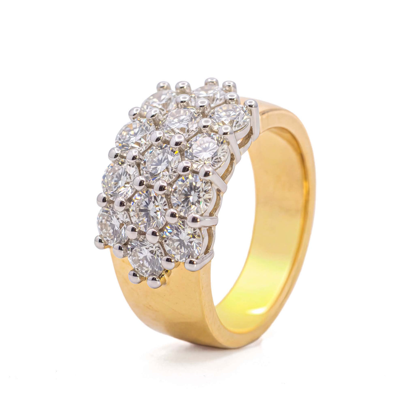 18CT YELLOW GOLD AND PLATINUM DIAMOND SET RING