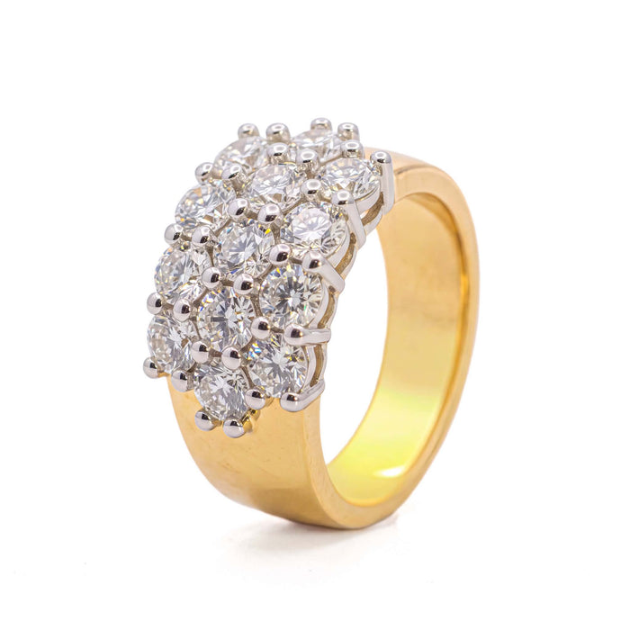 HANDCRAFTED 18CT YELLOW GOLD AND PLATINUM DIAMOND RING