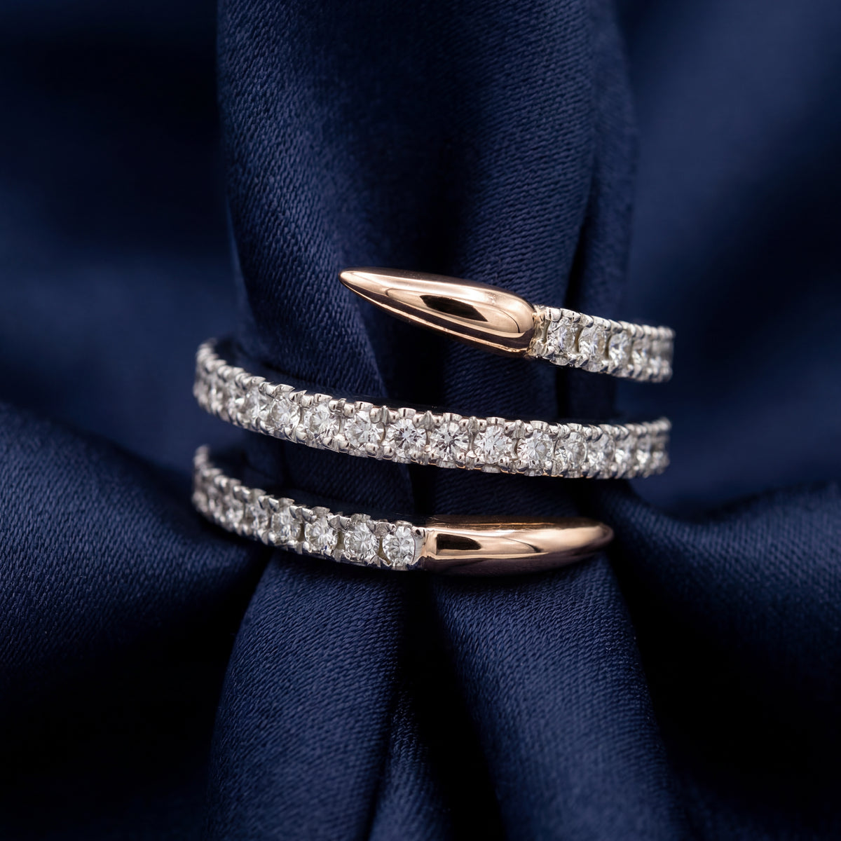 HANDCRAFTED DIAMOND COIL RING - KYOKO