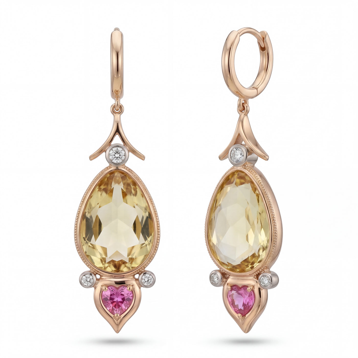 HANDCRAFTED SAPPHIRE, BERYL AND DIAMOND EARRINGS