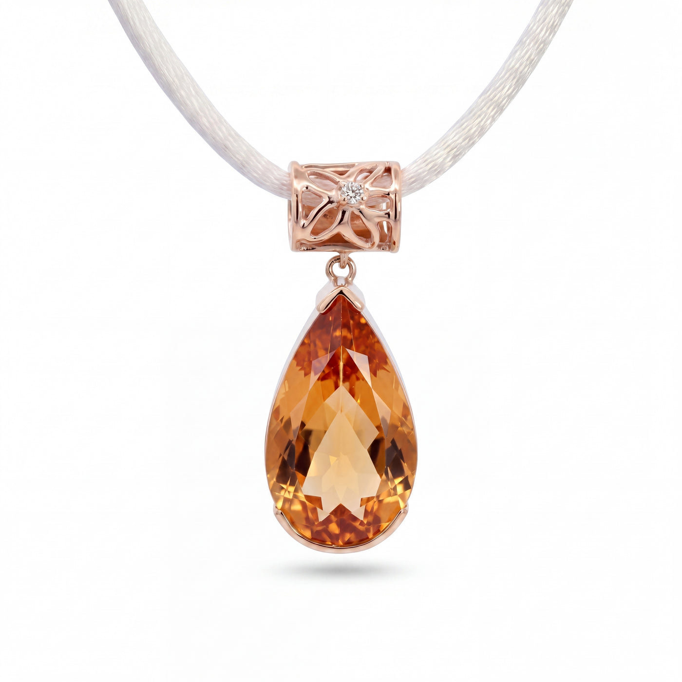 HANDCRAFTED CITRINE AND DIAMOND PENDANT