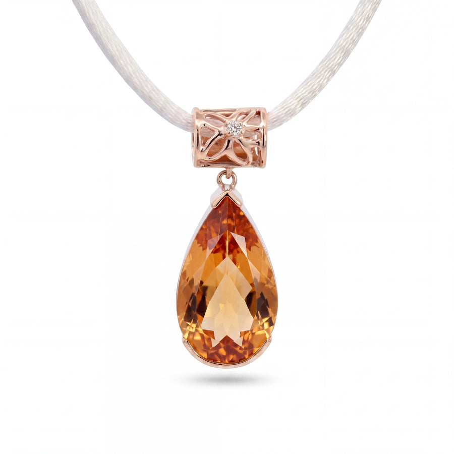 HANDCRAFTED CITRINE AND DIAMOND PENDANT