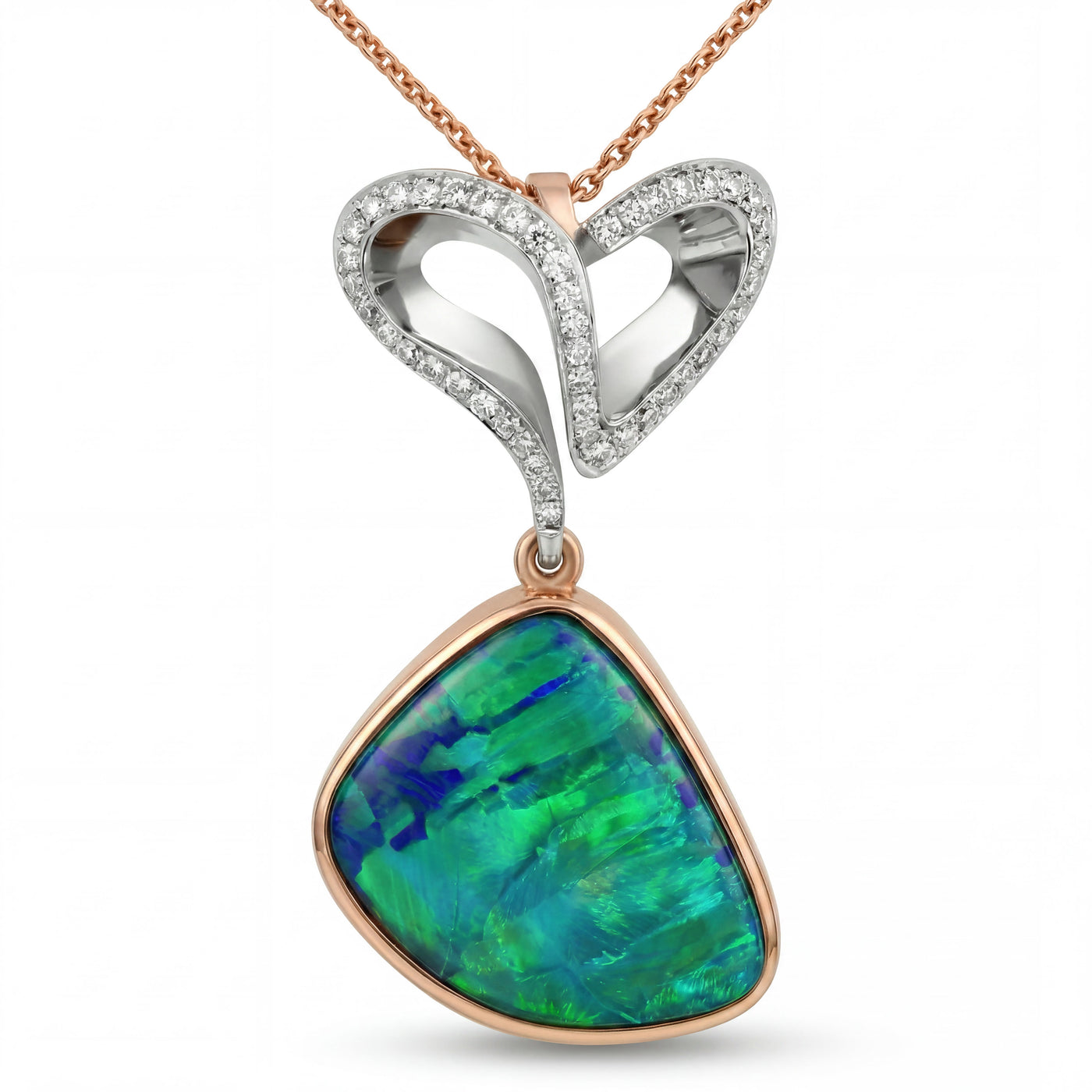 "HEART AND SOUL" OPAL AND DIAMOND NECKLET