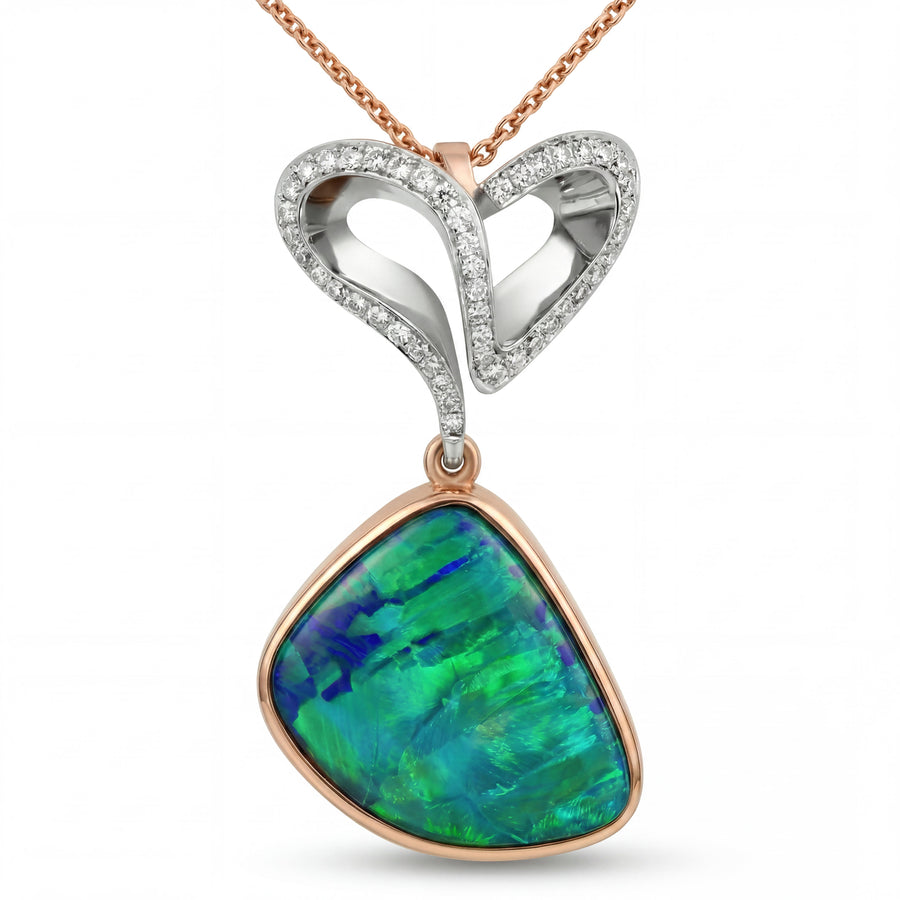"HEART AND SOUL" OPAL AND DIAMOND NECKLET