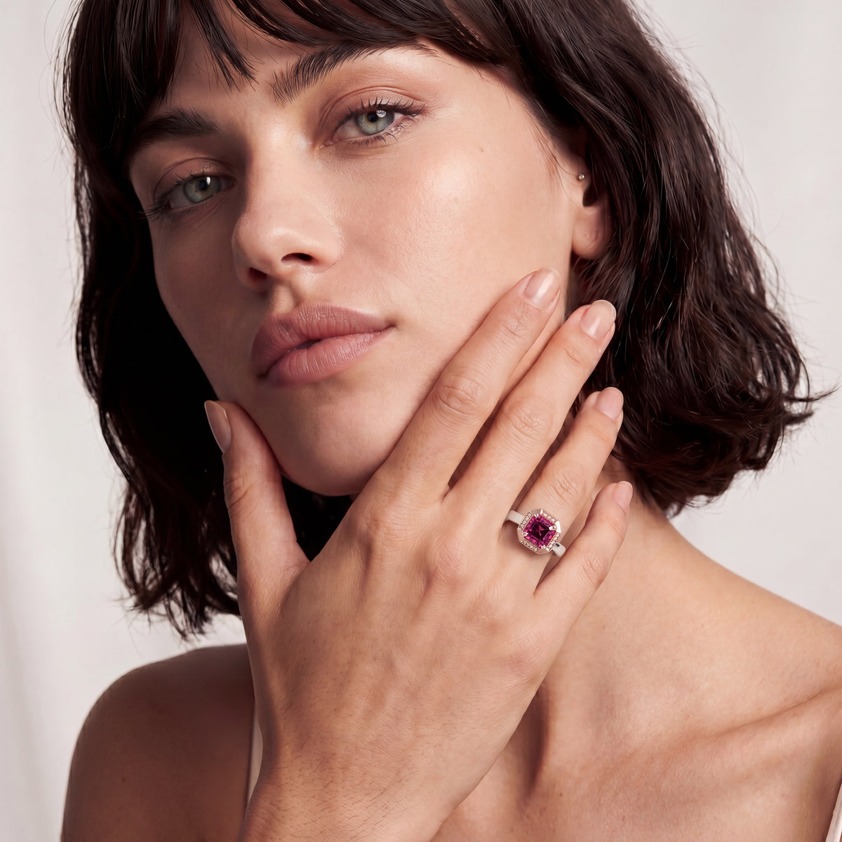 HANDCRAFTED PINK TOURMALINE AND DIAMOND RING - MATILDA