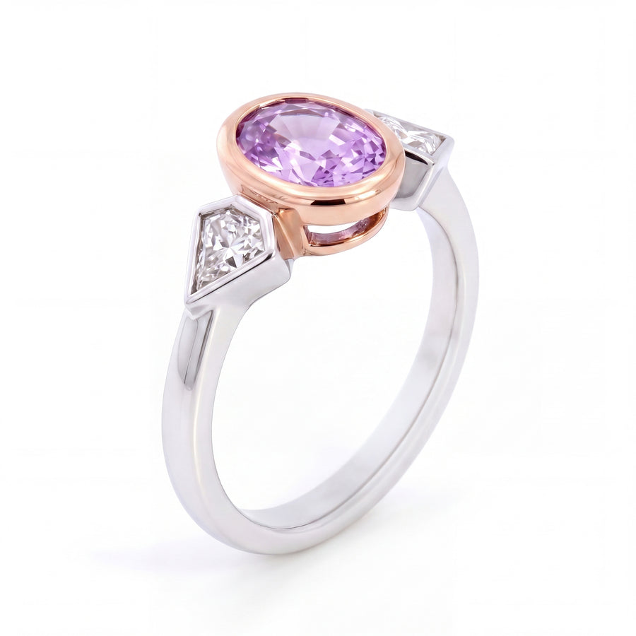 HANDCRAFTED PINK SAPPHIRE/DIAMOND RING