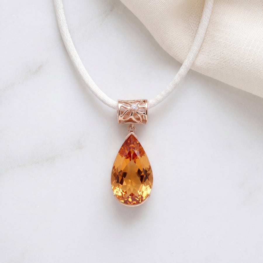 HANDCRAFTED CITRINE AND DIAMOND PENDANT