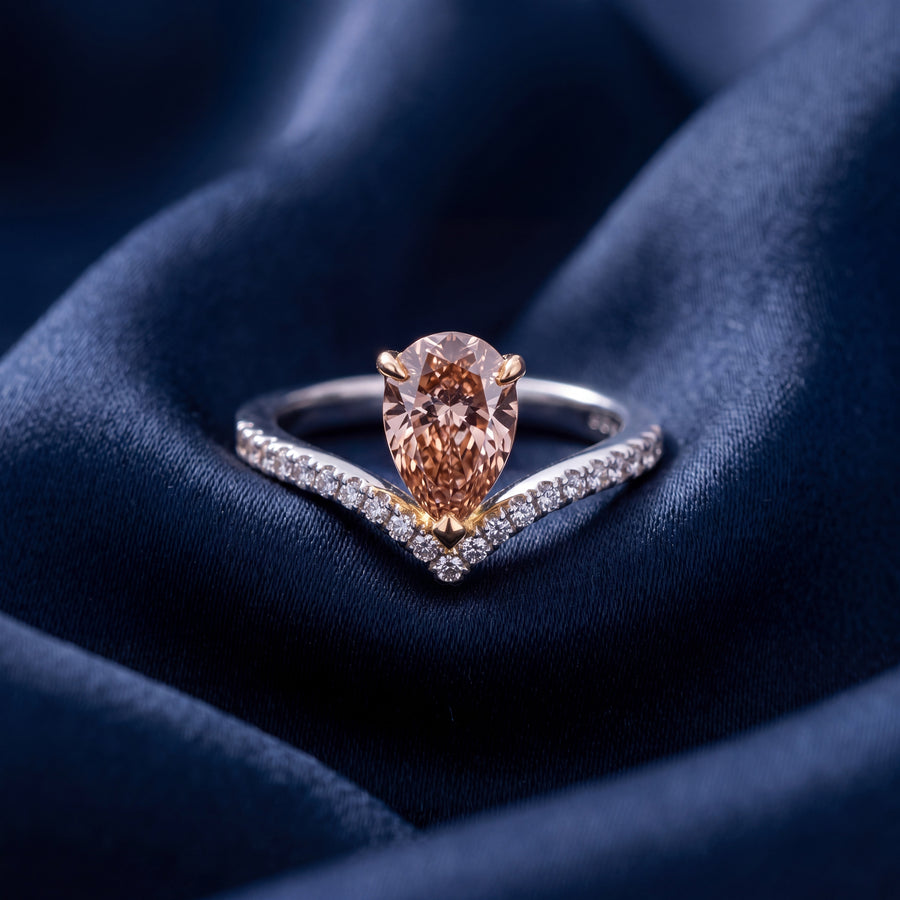 PEAR SHAPED CHAMPAGNE DIAMOND RING