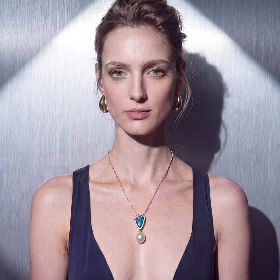 OPAL, DIAMOND AND AUTORE SOUTH SEA PEARL PENDANT