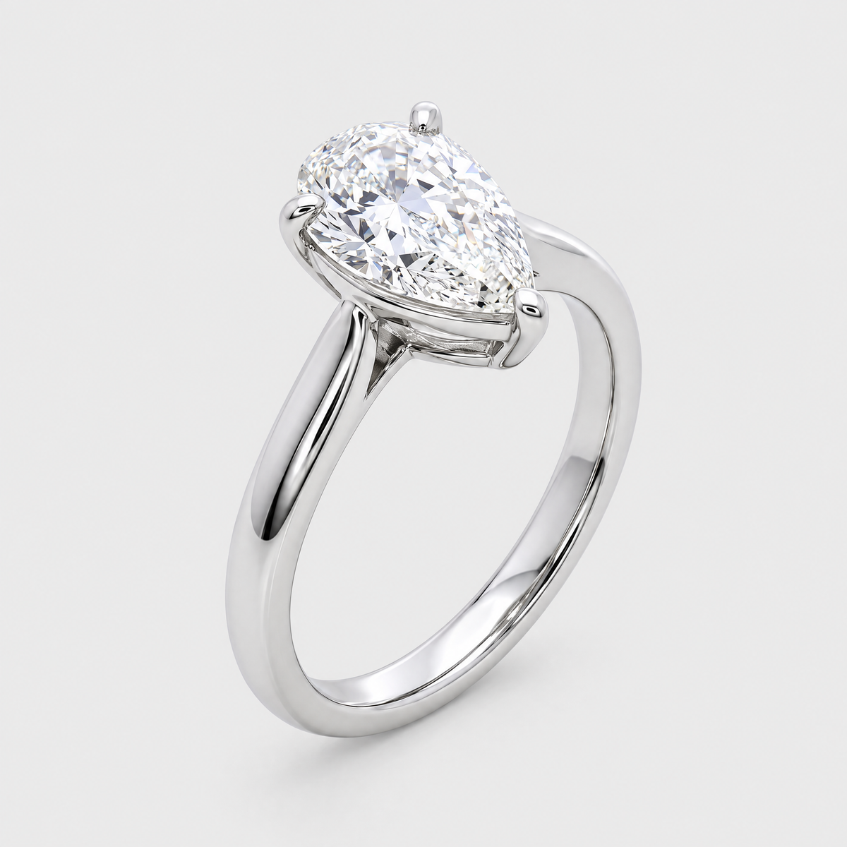 Platinum 1.01ct Pear Shaped Diamond Ring, front view