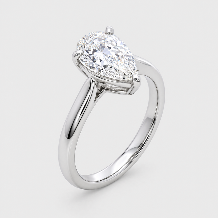 Platinum 1.01ct Pear Shaped Diamond Ring, front view