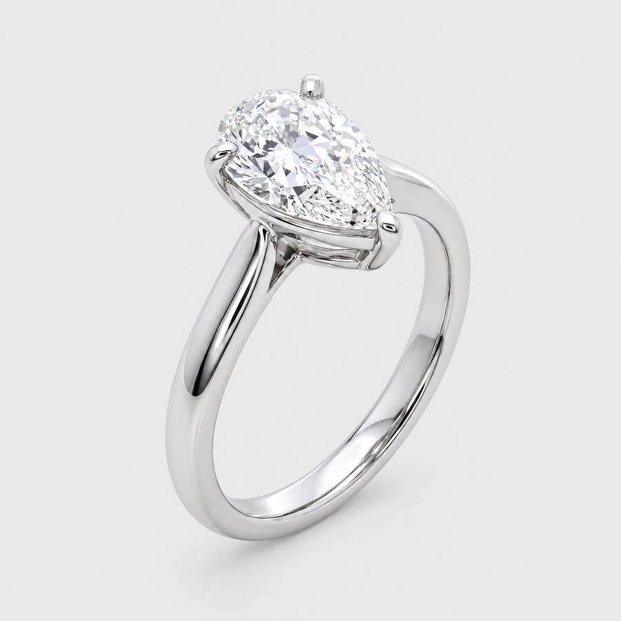 Platinum 1.01ct Pear Shaped Diamond Ring, front view