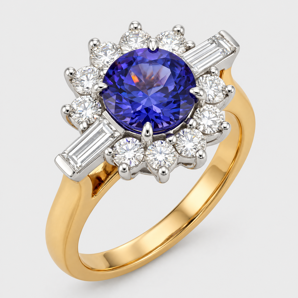 Tanzanite and Diamond Ring, front view