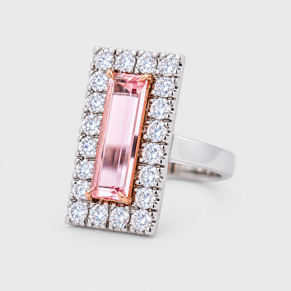 18ct White Gold Morganite Ring, front view