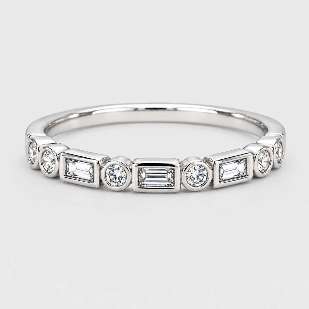 18ct White Gold Diamond Band - Krikos, front view