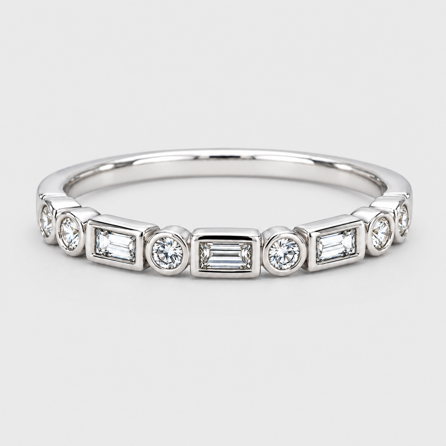 18ct White Gold Diamond Band - Krikos, front view